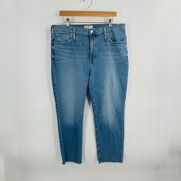 Madewell Medium Wash The Mid-Rise Perfect Vintage Jean Size Raw Hem Size 33 - Picture 2 of 13